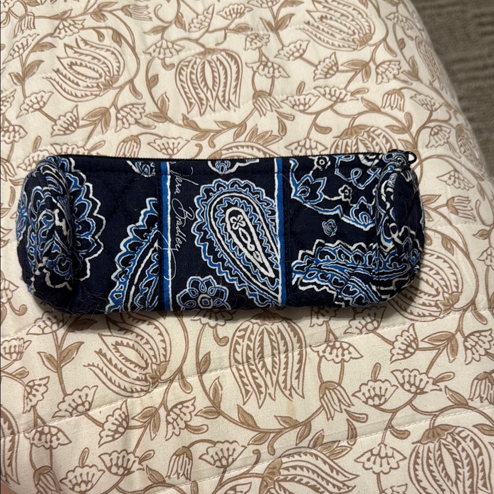 Vera Bradley Navy and White Floral Pencil Pouch